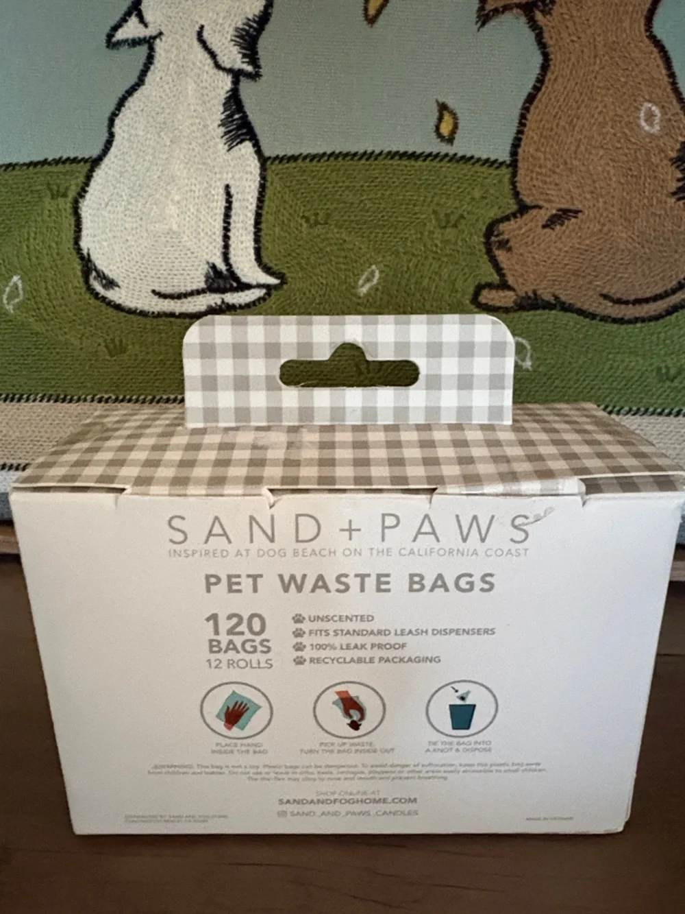 Adorable Sand & Paw Gray Poop Bags/Pet Waste Bags - 120 Count (12 Rolls)